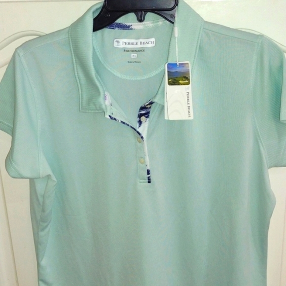 PEBBLE BEACH PERFORMANCE Woman's Golf Polo Shirt Size XL Mint Green NWOT - Picture 6 of 7